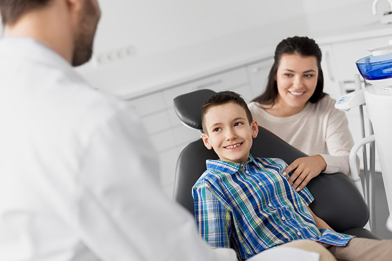 young boy visiting the dentist