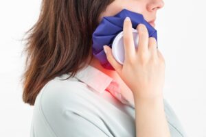 woman using cold compress