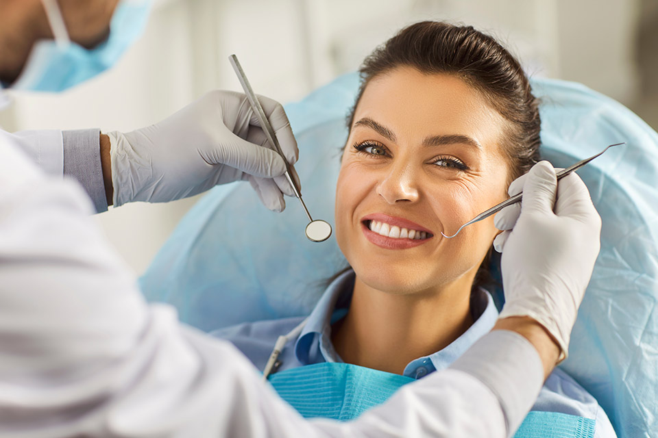 woman at the dentist for a checkup