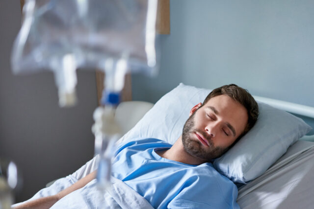 man under iv sedation