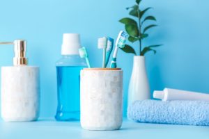 toothbrushes on counter
